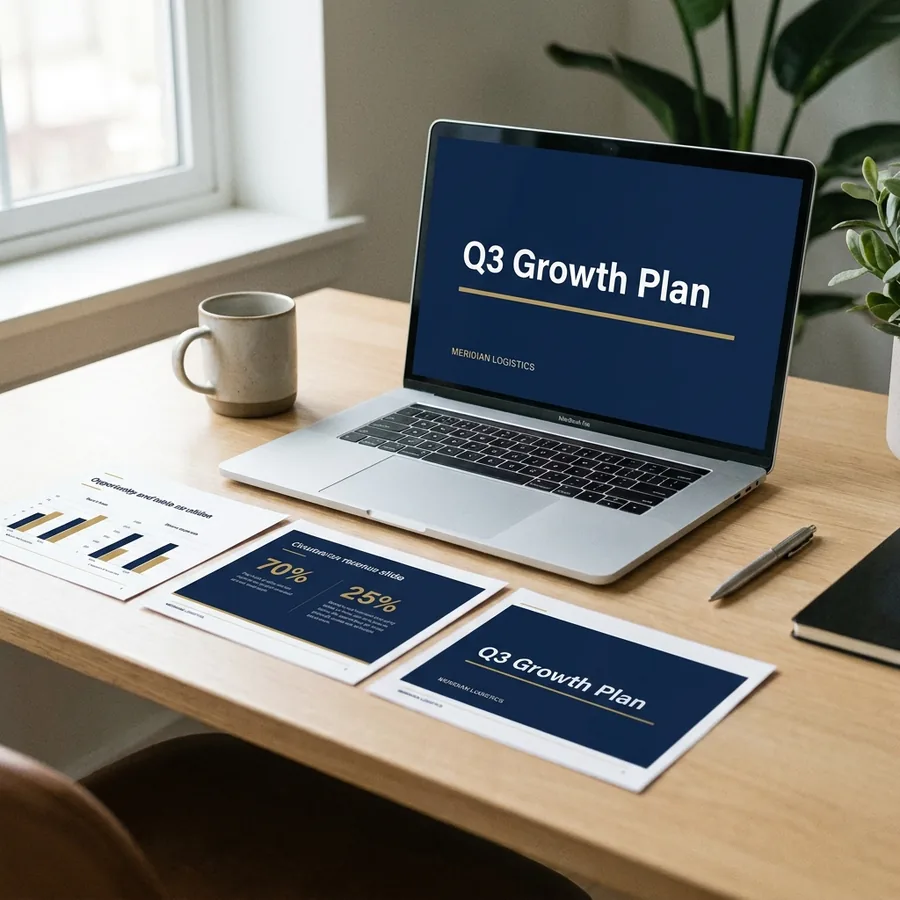 Sample presentation deck design for a demo logistics company