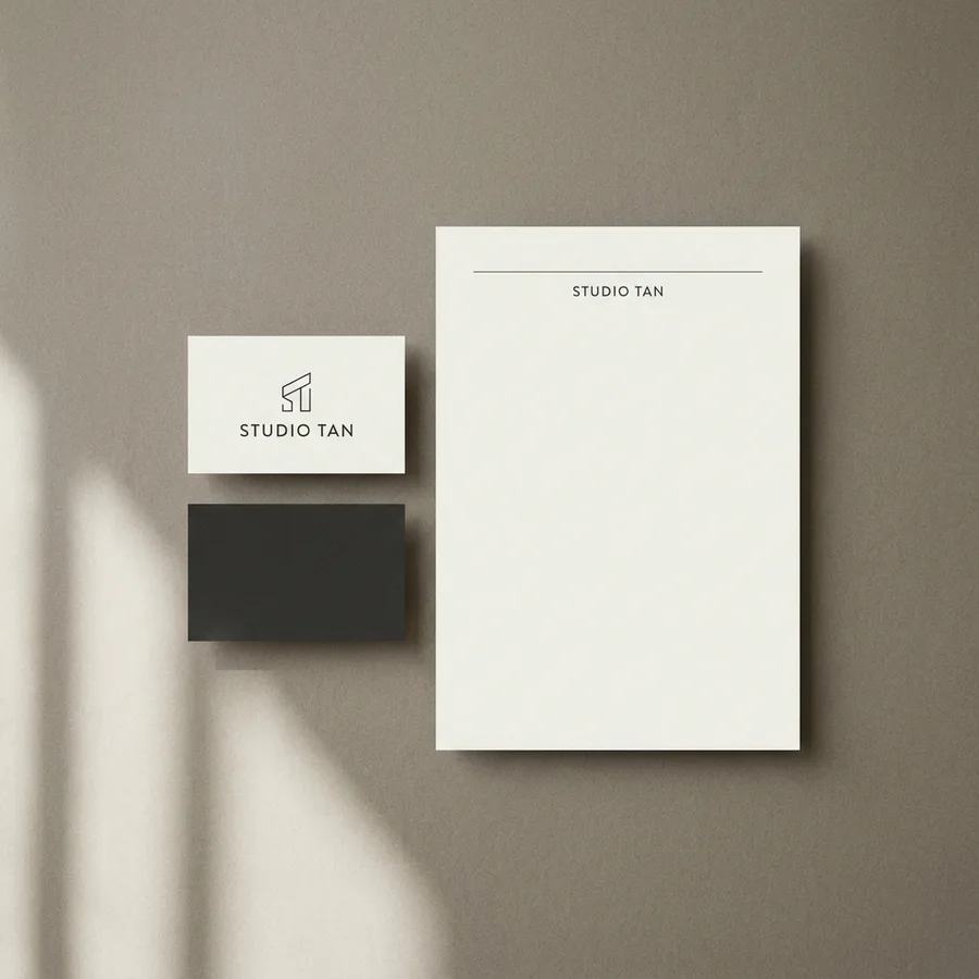 Sample name card and letterhead design for a demo studio