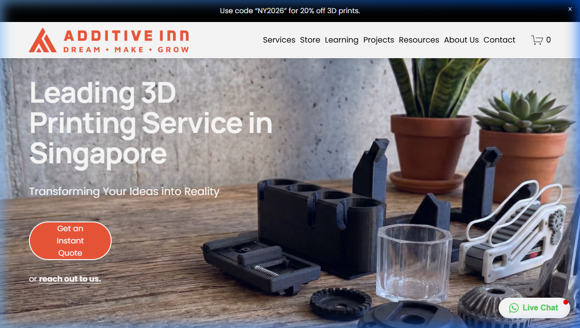 Additive Inn website — Singapore 3D printing service
