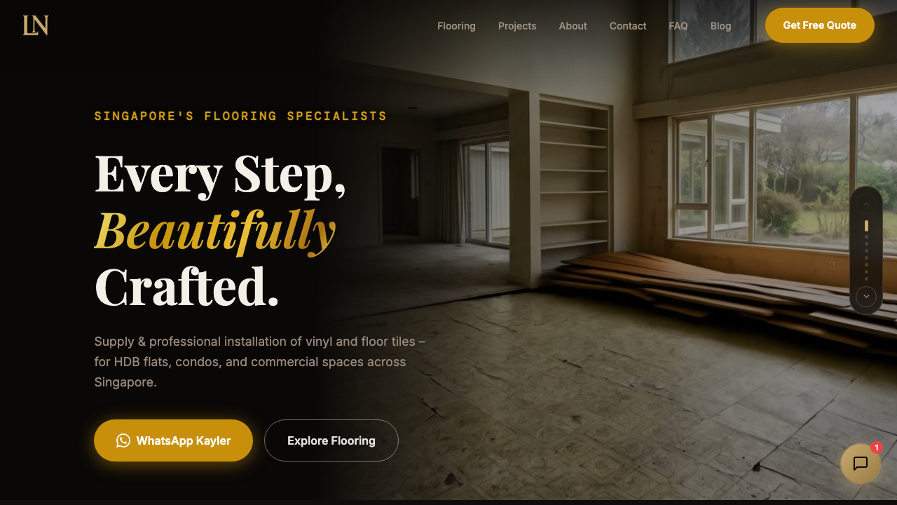 LN Flooring website — Singapore vinyl, laminate, and herringbone flooring specialist