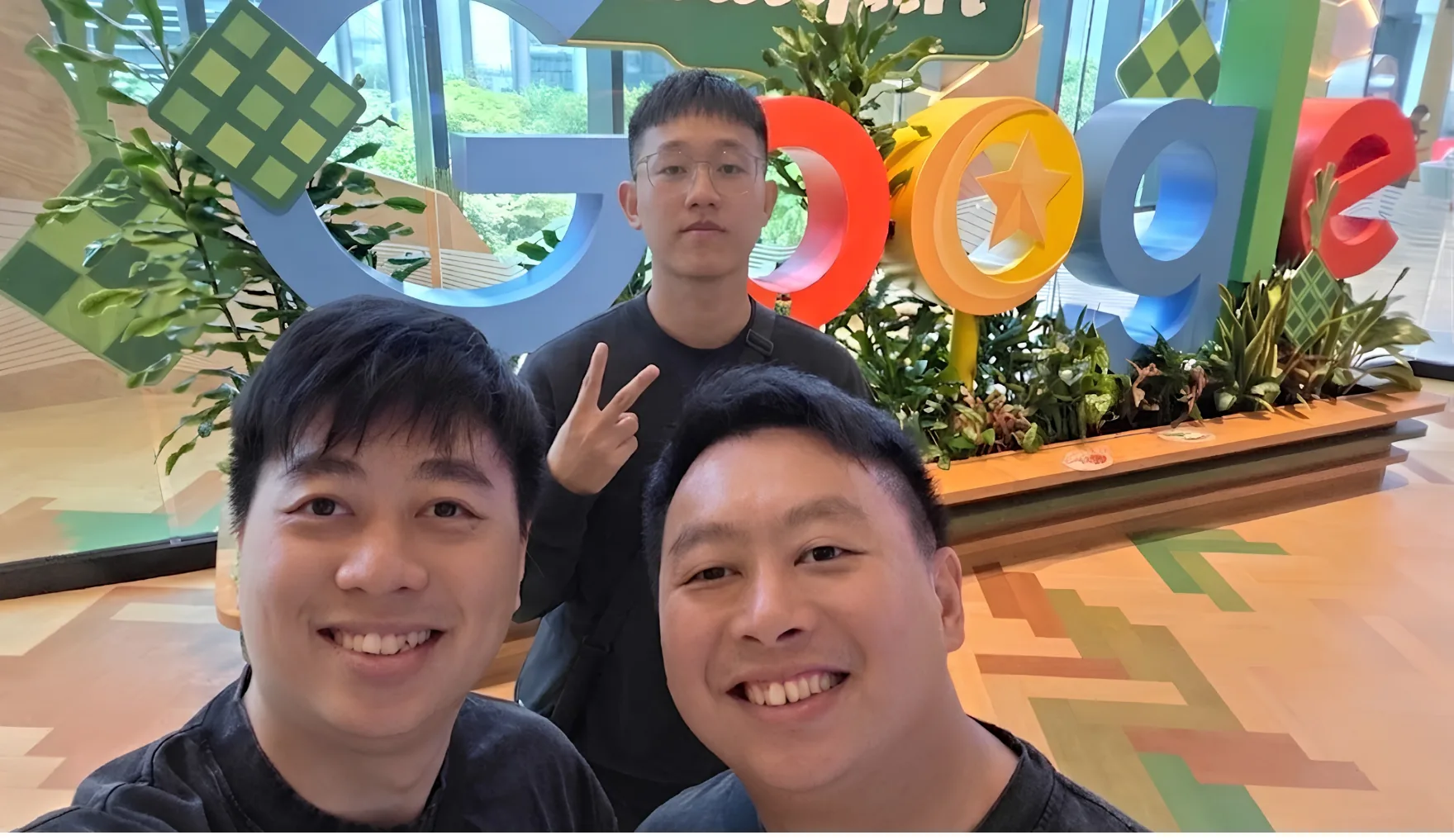 The three Aphyx co-founders Jun Yuan, Yi Ming, and Josh at the Google Singapore office