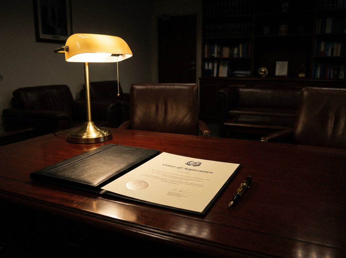 The 12 February 2026 SPF Letter of Appreciation, on a director's desk