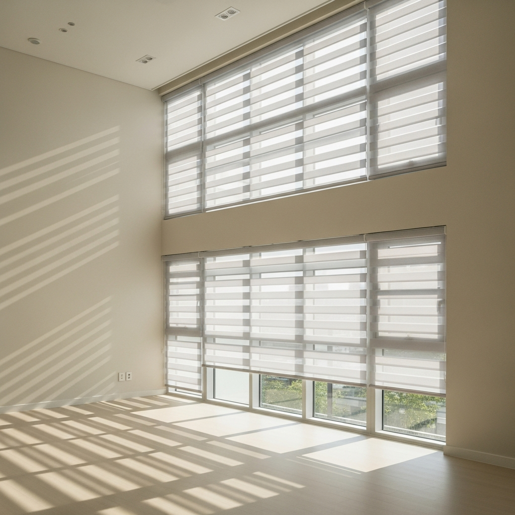 Korean combi blinds on full-height windows of a 5-room HDB