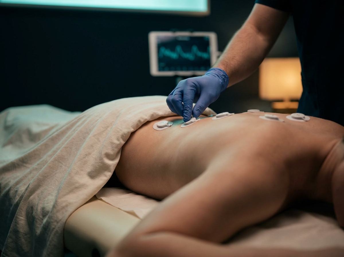 CellSync scan session - sensor placement on paraspinal region