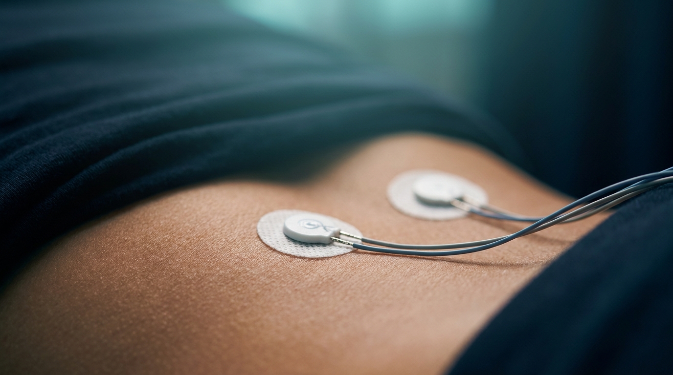 Surface EMG electrodes on paraspinal skin